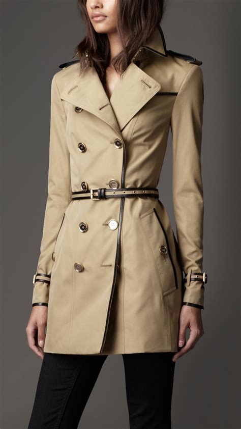 burberry leather detail cotton gabardine trench coat|authentic burberry trench coat.